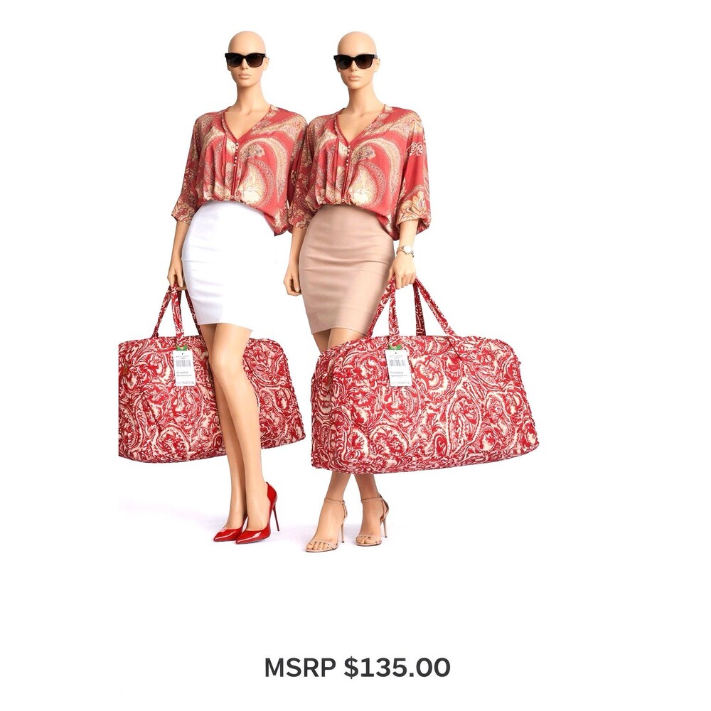 Vera Bradley Red Paisley Quilted Large Weekender Bag
